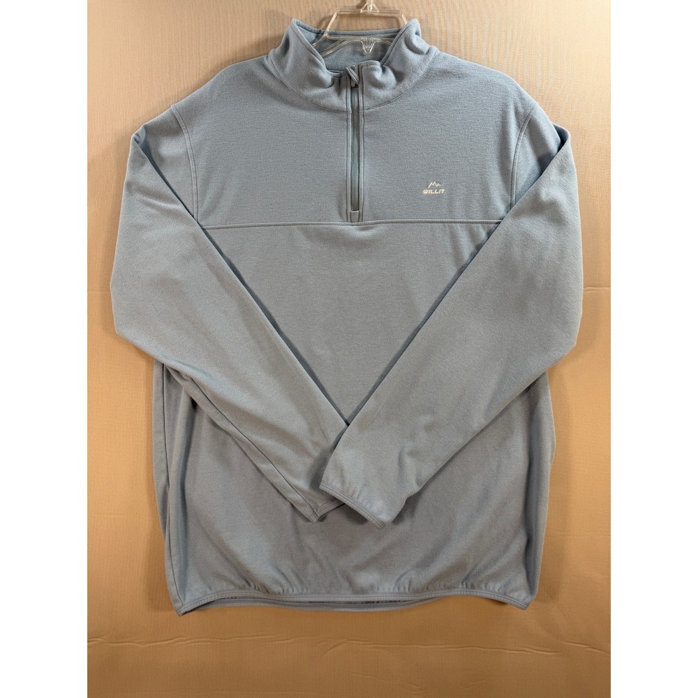 Willit Mens XL Light Blue Quarter Zip Pullover Mock Neck Activewear Top